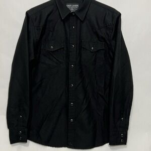 Cody James Button Long Sleeve Pearl Snap Western Wool Blend Shirt Black Medium